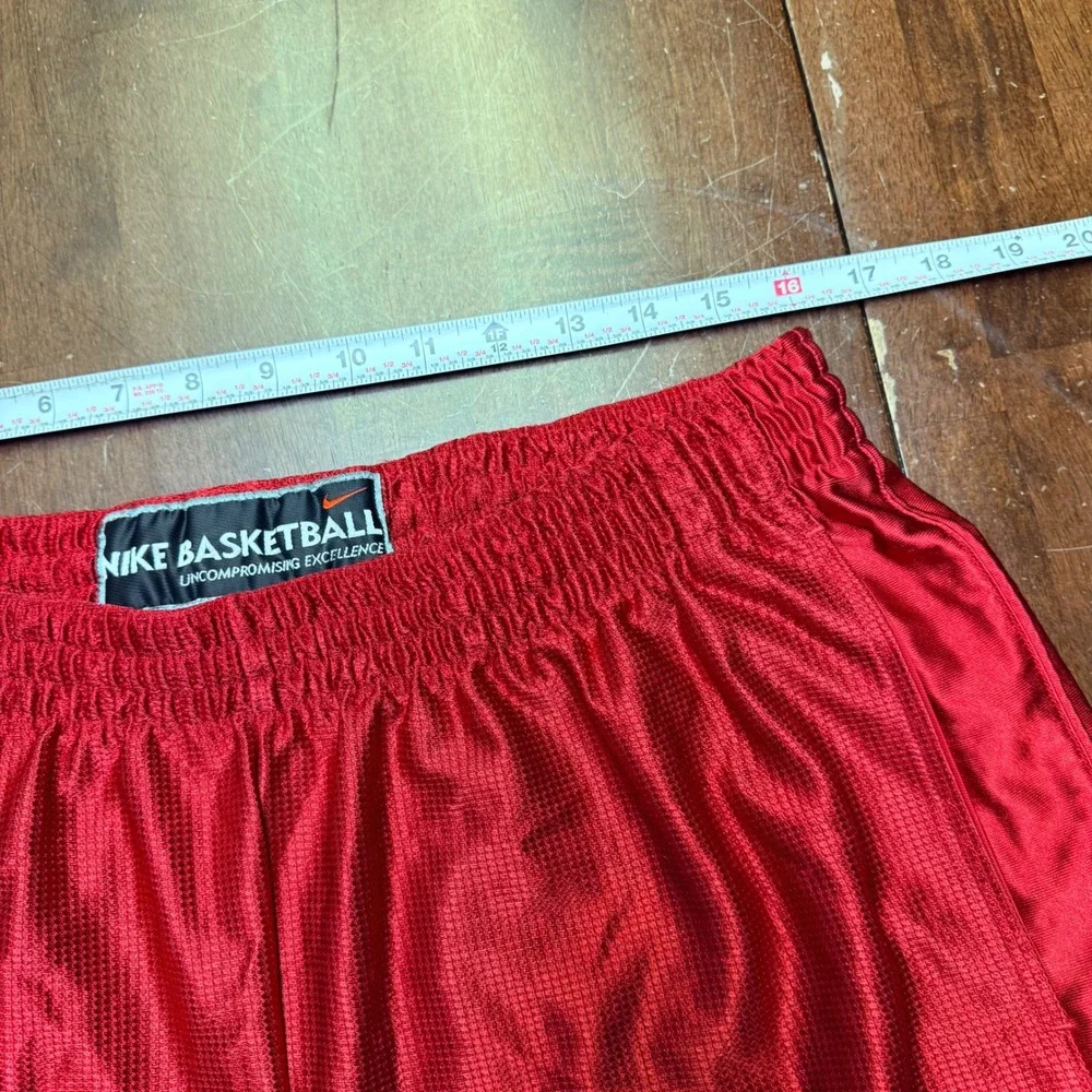 Nike Basketball Shorts Mens Large Shiny Red‎ Dazzle Mesh Athletic Gym Swoosh Y2K
